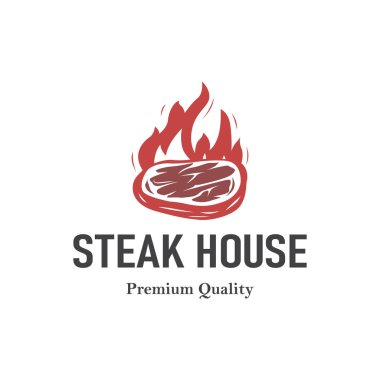 Klasik barbekü mangalı çizimi taze et logosu tasarımı