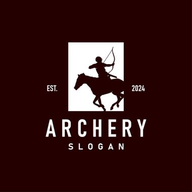 Archer logo vektörü siluet savaşçı okçuluğu basit tasarım yayı ve ok şablonu çizimi