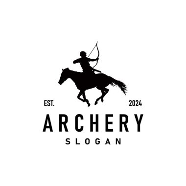 Archer logo vektörü siluet savaşçı okçuluğu basit tasarım yayı ve ok şablonu çizimi