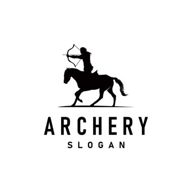 Archer logo vektörü siluet savaşçı okçuluğu basit tasarım yayı ve ok şablonu çizimi