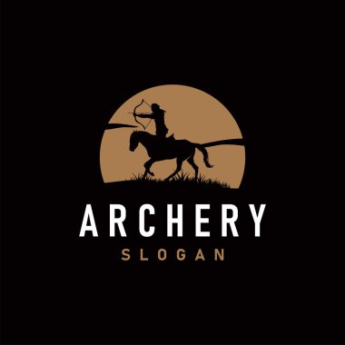 Archer logo vektörü siluet savaşçı okçuluğu basit tasarım yayı ve ok şablonu çizimi
