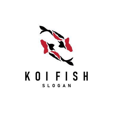 Koi Balık Logosu Basit Tasarım Vektörü İllüstrasyonu