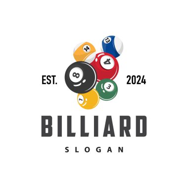 Bilardo Logosu Minimalist Tasarım Balosu ve Simge Çizim Şablonu