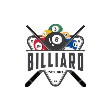 Bilardo Logosu Minimalist Tasarım Balosu ve Simge Çizim Şablonu