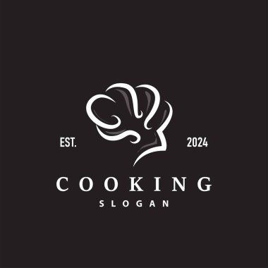 Şef Logosu Aşçılık İlhamı ve Restoran İşletmeleri Markaları İçin Basit Çizgileri olan Şef Şapkası