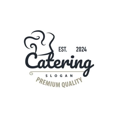 Şef Logosu Aşçılık İlhamı ve Restoran İşletmeleri Markaları İçin Basit Çizgileri olan Şef Şapkası