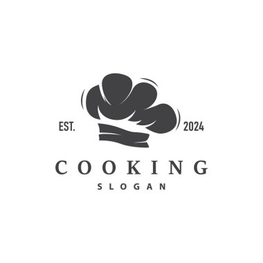 Şef Logosu Aşçılık İlhamı ve Restoran İşletmeleri Markaları İçin Basit Çizgileri olan Şef Şapkası