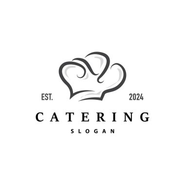 Şef Logosu Aşçılık İlhamı ve Restoran İşletmeleri Markaları İçin Basit Çizgileri olan Şef Şapkası