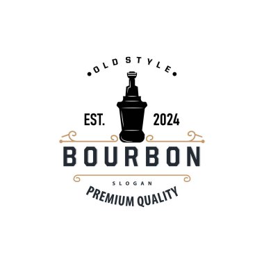 Viski Logosu, İçki Etiketi Tasarımı Eski Retro Vintage Resim Premium Şablonu