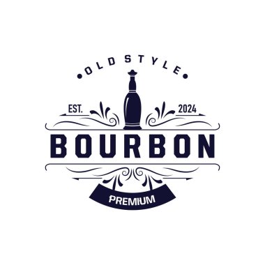 Viski Logosu, İçki Etiketi Tasarımı Eski Retro Vintage Resim Premium Şablonu