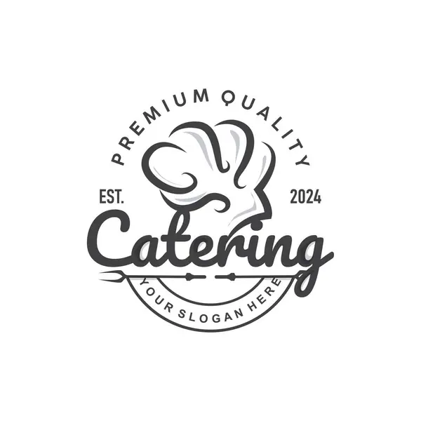 Şef Logosu Aşçılık İlhamı ve Restoran İşletmeleri Markaları İçin Basit Çizgileri olan Şef Şapkası