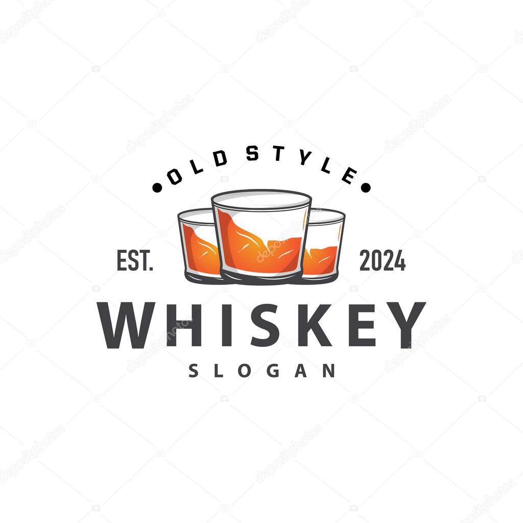 Whiskey Logo, Drink Label Design With Old Retro Vintage Ornament Illustration Premium Template