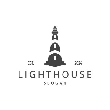 Deniz feneri logosu, Deniz Kulesi Vektörü, Şablon Tasarımı, Resim Basit Minimalist