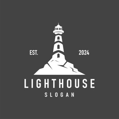 Deniz feneri logosu, Deniz Kulesi Vektörü, Şablon Tasarımı, Resim Basit Minimalist