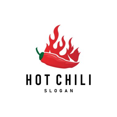 Kırmızı biber logosu tasarımı, çizim şablonu bahçe bitkisi sonuçları, yemek malzemeleri, acı biber.