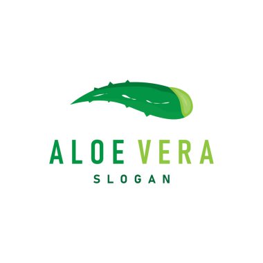 Aloe Vera Logo Tasarımı Basit İllüstrasyon Sağlık Bitki Çimeni