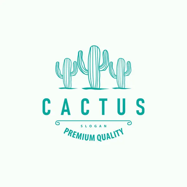 stock vector Cactus logo vector desert green plant design elegant style symbol Icon Illustration