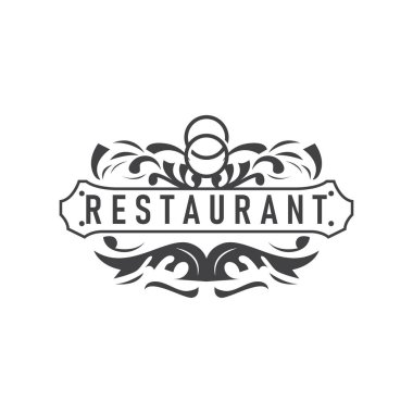 Lüks basit çizgi süsleme logosu eski moda illüstrasyon cazibesiyle tasarlandı