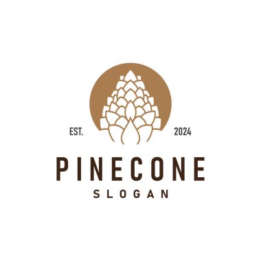 Pinecone Logosu, Basit Minimalist Tasarım Çam Ağacı Şablonu Vektör Resimleri