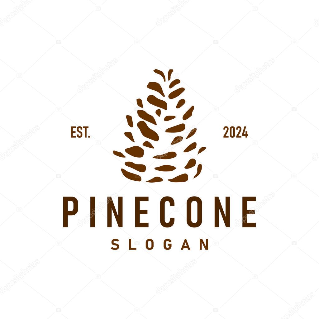 Pinecone Logo, Simple Minimalist Design Pine Tree Plant Template Vector Illustration