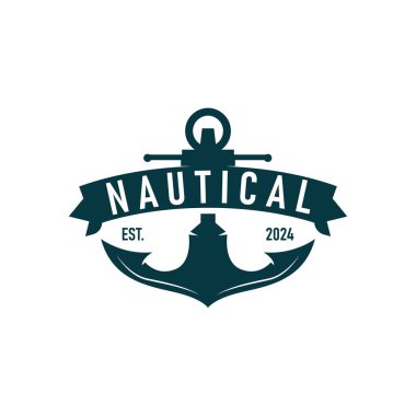 Denizci gemisi vektör sunucusu logosu basit minimalist tasarım sunucusu illüstrasyonu basit deniz sembolü şablonu