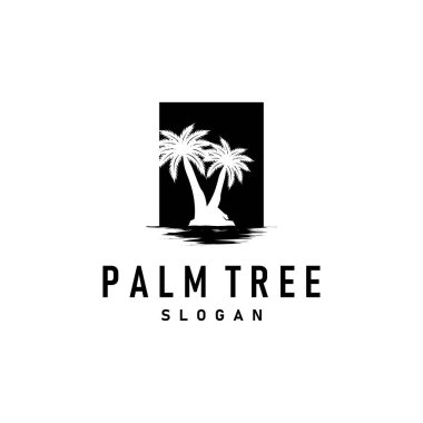 Palm Tree Logo, Beach Vector, Summer Design, Silhouette Symbol Illustration clipart