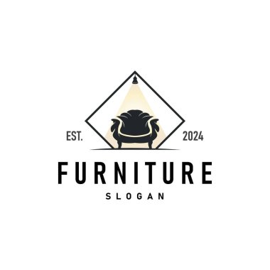 Basit zarif minimalist ev içi mobilya logosu tasarım örnekleme şablonu