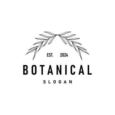 İllüstrasyon doğa logo yaprağı botanik basit organik güzel el çizimi minimalist bitki