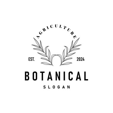 İllüstrasyon doğa logo yaprağı botanik basit organik güzel el çizimi minimalist bitki