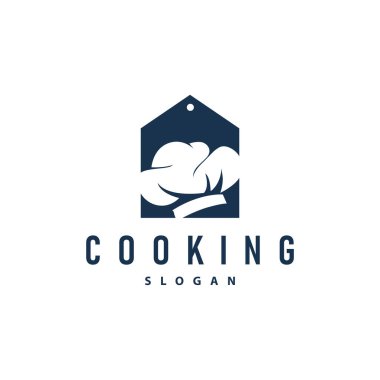 Şef Logosu Aşçılık İlhamı ve Restoran İşletmeleri Markası İçin Basit Çizgileri olan Şef Şapkası