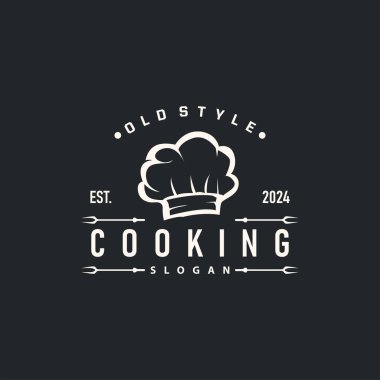 Şef Logosu Aşçılık İlhamı ve Restoran İşletmeleri Markası İçin Basit Çizgileri olan Şef Şapkası