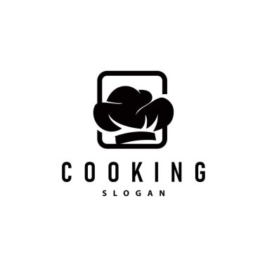 Şef Logosu Aşçılık İlhamı ve Restoran İşletmeleri Markası İçin Basit Çizgileri olan Şef Şapkası