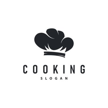 Şef Logosu Aşçılık İlhamı ve Restoran İşletmeleri Markası İçin Basit Çizgileri olan Şef Şapkası