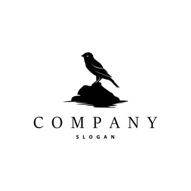 Black silhouette bird logo concept design simple vintage bird lover illustration template clipart