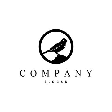 Black silhouette bird logo concept design simple vintage bird lover illustration template clipart