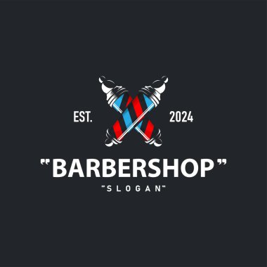 Berber dükkanı logosu, berber makas vektörü, eski tasarım antika tipografi süsü