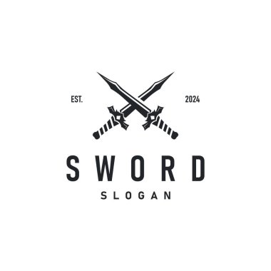 Siyah siluet tasarımı logo kılıcı savaş teçhizatı bıçak etkisi gücü