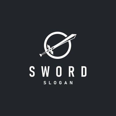 Siyah siluet tasarımı logo kılıcı savaş teçhizatı bıçak etkisi gücü