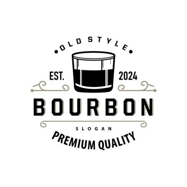 Viski Logosu, İçki Etiketi Tasarımı Eski Retro Vintage Resim Premium Şablonu