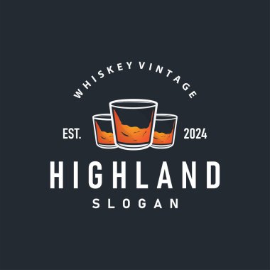 Viski Logosu, İçki Etiketi Tasarımı Eski Retro Vintage Resim Premium Şablonu