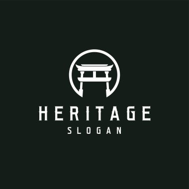 Torii Kapı Logosu Tasarım Vektörü Minimalist İllüstrasyon Şablonu