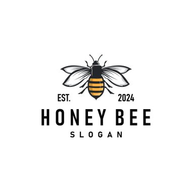 Organik bal arısı logosu tasarımı antika konsept arı hayvan prim şablonu yaban arısı