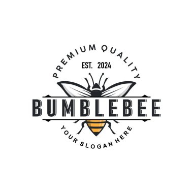 Organik bal arısı logosu tasarımı antika konsept arı hayvan prim şablonu yaban arısı