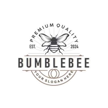 Organik bal arısı logosu tasarımı antika konsept arı hayvan prim şablonu yaban arısı