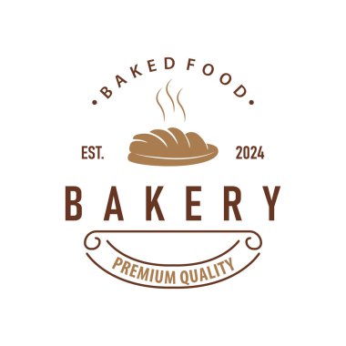 Ekmek Logosu, Eski Retro Vintage Fırın Tasarımı, Vektör Buğday Ekmeği Basit Tremplet Çizimi