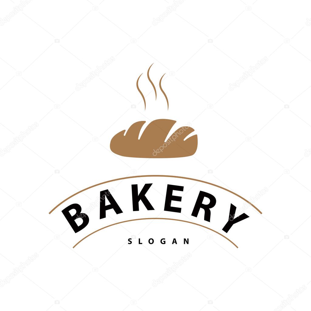 Bread Logo, Old Retro Vintage Style Bakery Shop Design, Vector Wheat Bread Simple Tremplet Illustration