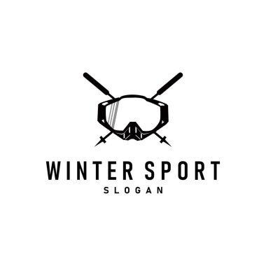 Kayak sporu logosu, Kış sporları tasarımı Retro Vector Illustration
