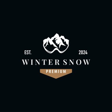 Kayak sporu logosu, Kış sporları tasarımı Retro Vector Illustration