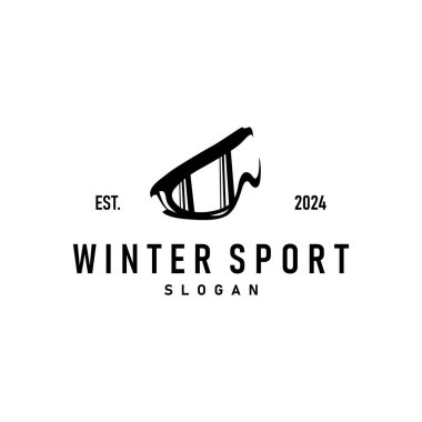 Kayak sporu logosu, Kış sporları tasarımı Retro Vector Illustration