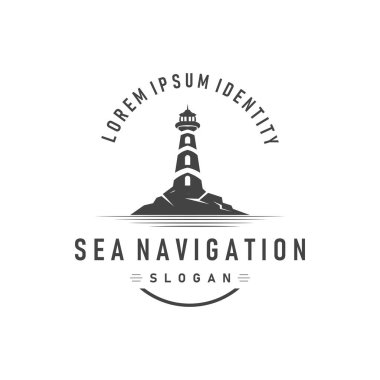 Deniz feneri logosu, Deniz Kulesi Vektörü, Şablon Tasarımı, Resim Basit Minimalis